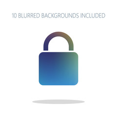 lock icon. Colorful logo concept with simple shadow on white. 10