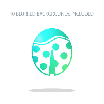 Ladybug icon. Colorful logo concept with simple shadow on white.