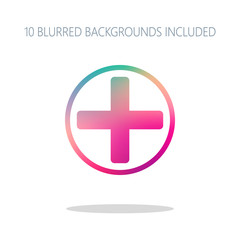 Medical cross icon. Colorful logo concept with simple shadow on