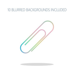 Paper clip icon. Colorful logo concept with simple shadow on whi