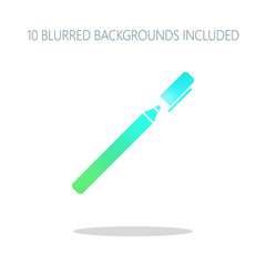 Pen or marker icon. Colorful logo concept with simple shadow on