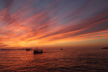 Fototapeta na wymiar Spectacular no filter sunset in Ibiza, San Antonio de Portmany