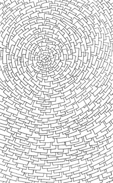 Difficult Uncolored Adult Coloring book page with optical illusion and distortions for adults or kids. Can be used as adult coloring book, coloring page, card, illustration vector;
