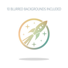 rocket launch with stars in circle icon. Colorful logo concept w