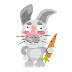 Fototapeta na wymiar Funny and cute rabbit holding carrot - vector.