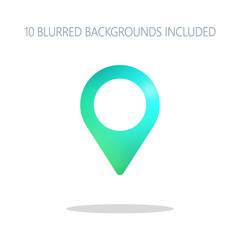 Map label icon. Colorful logo concept with simple shadow on whit