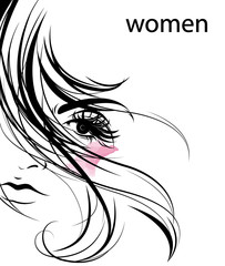women hair style icon, logo women on white background