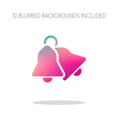 christmas bell icon. Colorful logo concept with simple shadow on