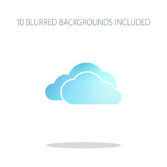 cloudy weather icon. Colorful logo concept with simple shadow on
