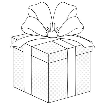 recommend clip art: Gift box, surprise with ribbon. Coloring raster