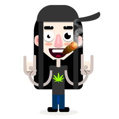 A young man in cap .Vector illustration