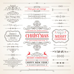 Collection of Elegant Christmas vector labels and elements