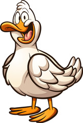 Happy cartoon duck. Vector clip art illustration with simple gradients. All in a single layer. 