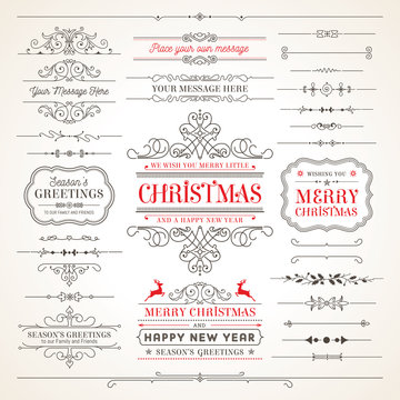 Collection of Elegant Christmas vector labels and elements