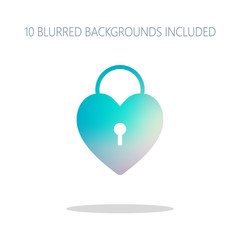 Obraz premium heart lock, padlock. simple silhouette. Colorful logo concept wi
