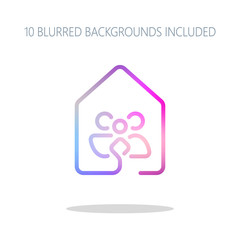 house with family icon. line style. Colorful logo concept with s