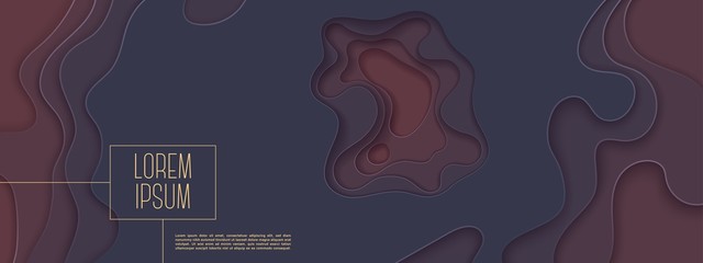 Paper cut background. Abstract realistic paper decoration for design textured with cardboard wavy pink layers. 3d Relief. Carving art. Vector illustration. Cover layout design template.