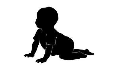 the baby's silhouette is crawling on the left side