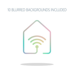 house with wifi icon. line style. Colorful logo concept with sim