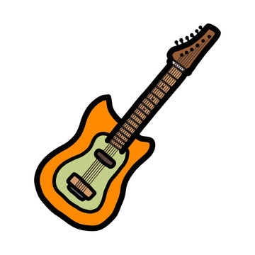 electric guitar / cartoon vector and illustration, hand drawn style, isolated on white background.