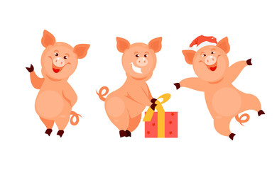 Obraz premium Christmas vector pigs