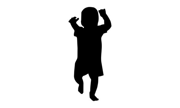  the baby's silhouette is walking in front.