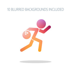 running man, bowling icon. Colorful logo concept with simple sha