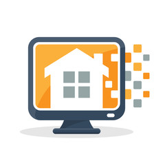 Vector illustration icon with digital communication concept, about housing management information system © adresiastock