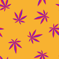 Fototapeta na wymiar Marijuana leaves vibrant vector seamless pattern