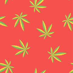 Fototapeta na wymiar Marijuana flag colour vector red seamless pattern
