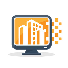 Vector icon illustration with the concept of digital communication, about urban management information systems