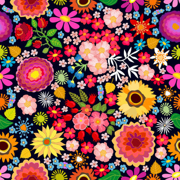 Colorful floral carpet.