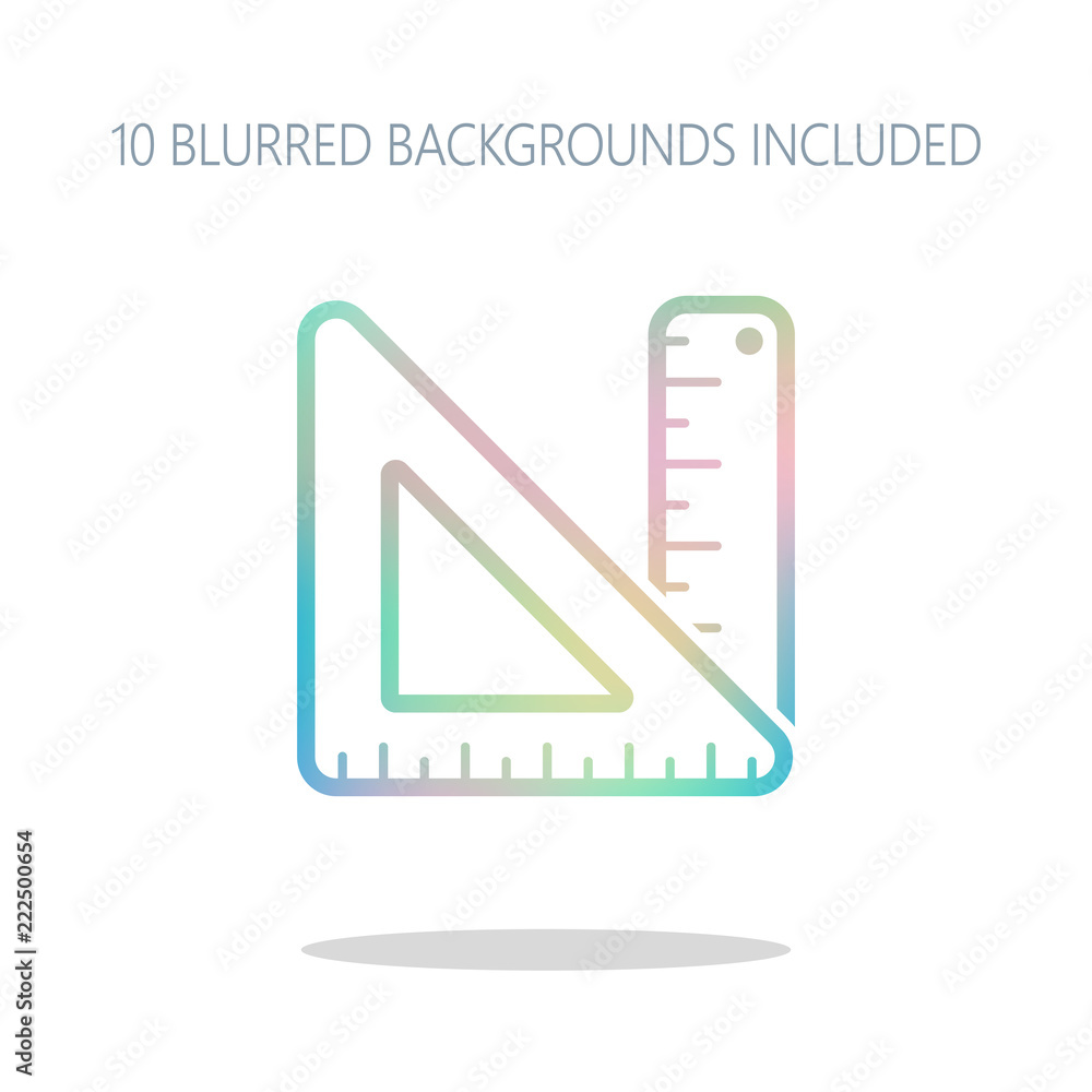 Poster simple ruler and triangle. colorful logo concept with simple sha