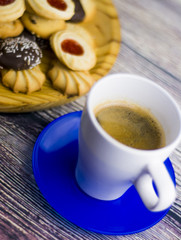 Coffee and different types of cookies