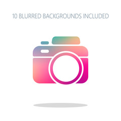 Photo camera, simple icon. Colorful logo concept with simple sha
