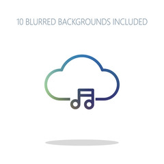 Cloud music library, striming. Simple linear icon with thin outl