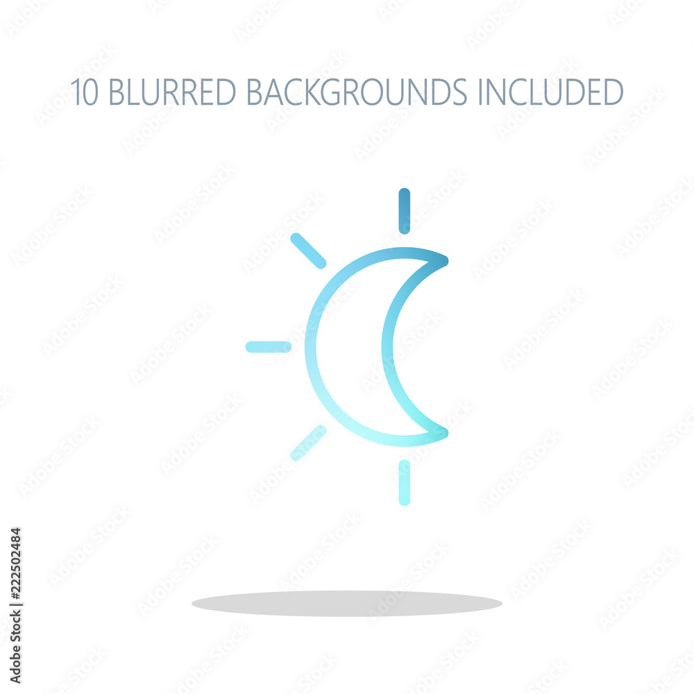 Poster eclipse. simple linear icon with thin outline. colorful logo con
