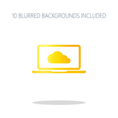 Cloud technology, software. Laptop and cloud. Colorful logo conc