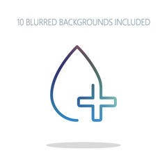 Obraz premium drop of blood and medical cross. linear symbol with thin outline