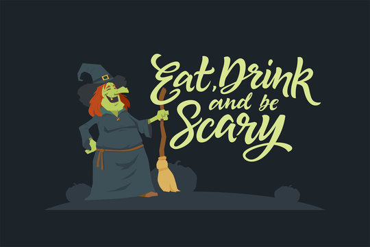 Eat, drink and be scary - modern vector poster
