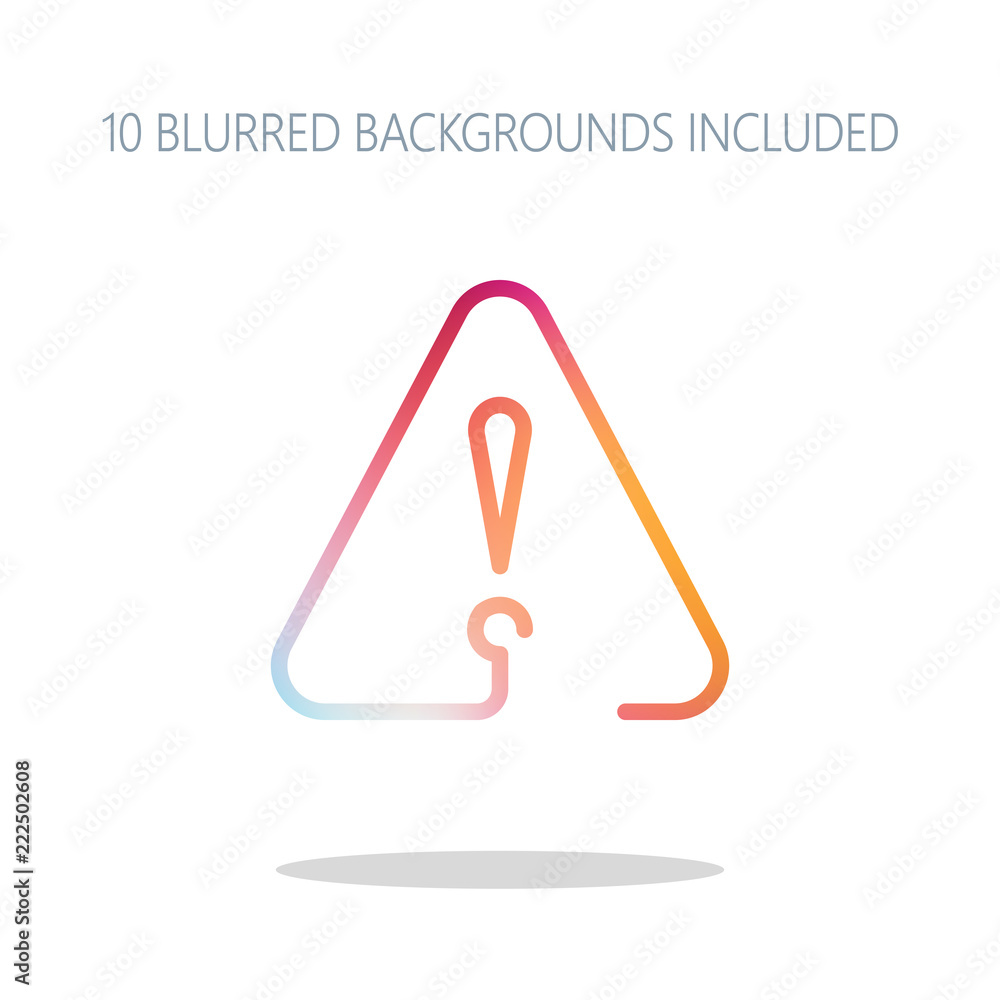 Poster exclamation mark in warning triangle. linear symbol with thin ou