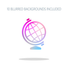 Simple globe symbol. Linear icon. Colorful logo concept with sim