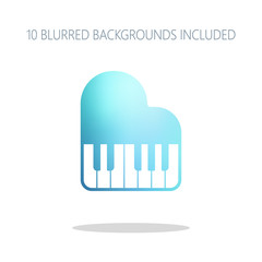 Grand piano icon. Colorful logo concept with simple shadow on wh