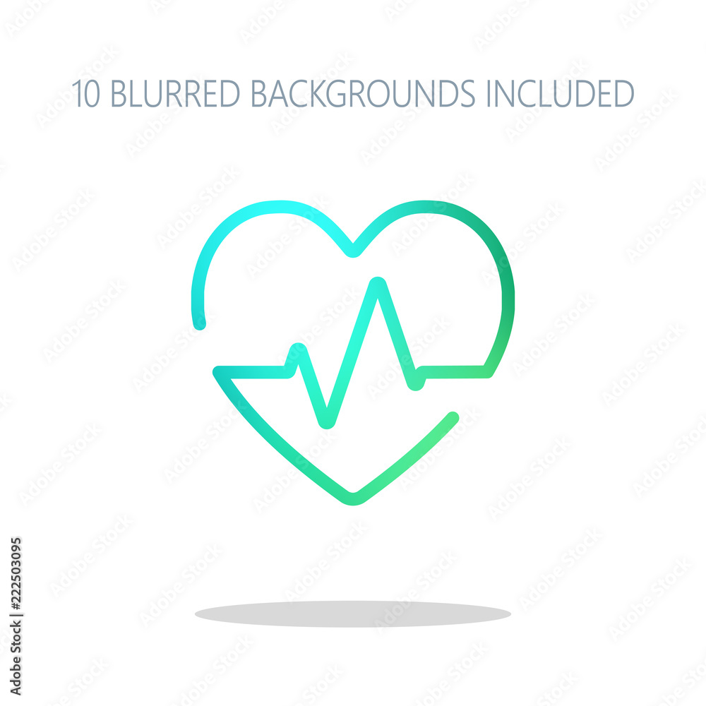 Aufkleber heart and pulse line. one line style. linear icon with thin outl