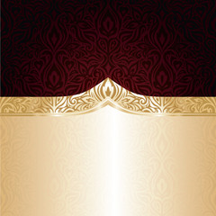 Dark Brown Red wallpaper vector invitation design background with gold copy space