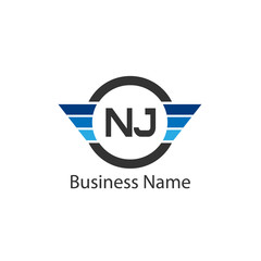 Initial Letter NJ Logo Template Design