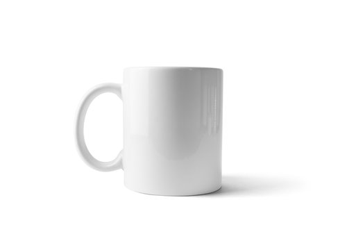 White ceramic cup or mug for coffee or tea isolated on white background. Clipping path.