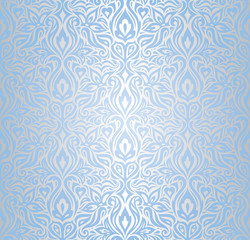 Wallpaper Blue and silver floral vector seamless decorative background design fashion trendy pattern damask
