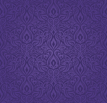 Violet purple Floral  vintage seamless pattern background fashion trendy colorful wallpaper design