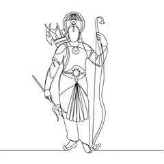 continuous line drawing. Rama. Silhouette. God.
